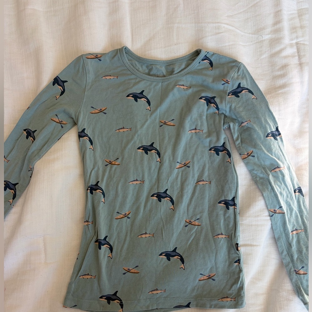 Kyte BABY Seafoam Green Orca & Fish Long Sleeve Top